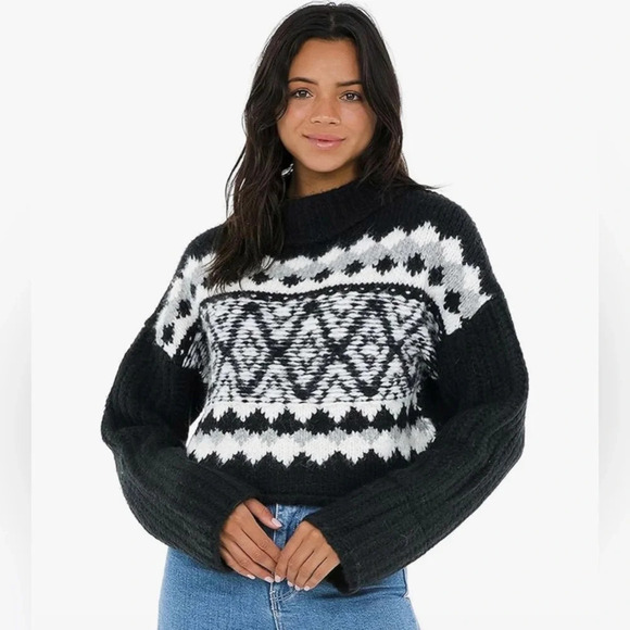 NWT Free People Alpine Cropped Pullover in Onyx Combo Sz Small - Picture 6 of 6